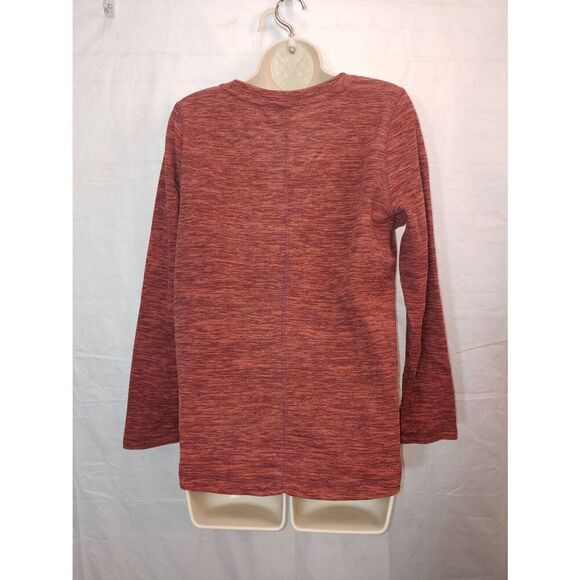 St. John's Bay Women's Size Small Burgundy Chambray Fleece V-Neck Sweater - Picture 7 of 7